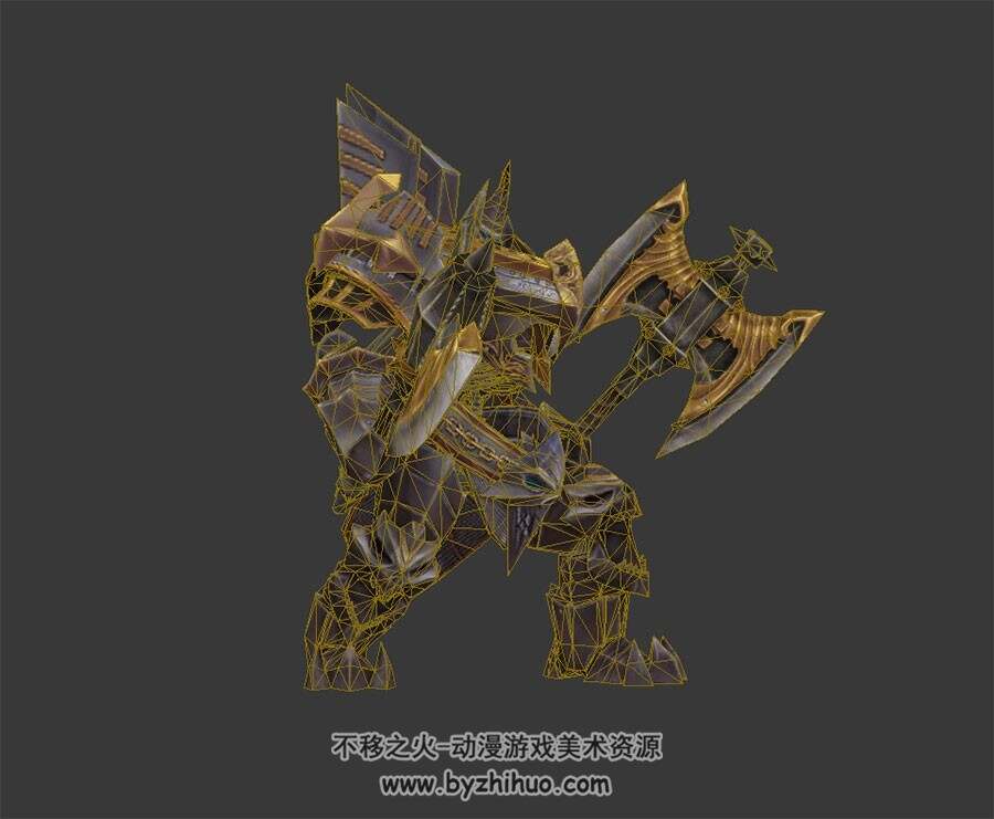 双斧铠甲巨人 3D模型 有绑定和全套动作