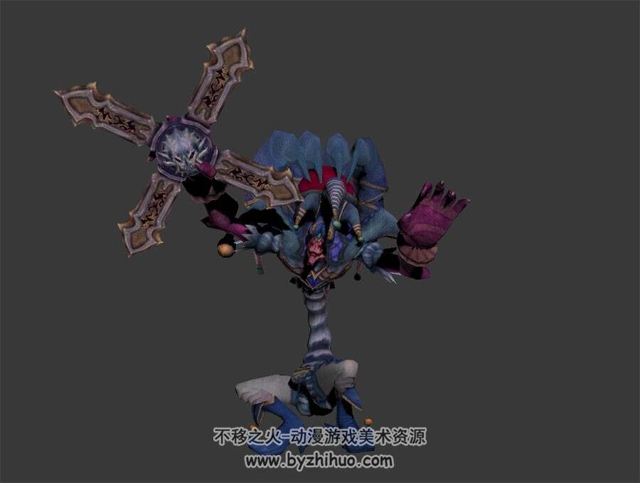 暗黑风小丑怪物 3D模型 有绑定和全套动作