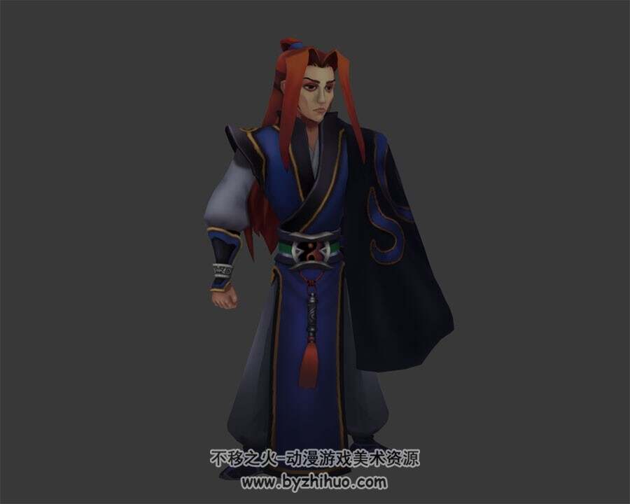 卡通古代红发男 3D模型 有绑定和动作