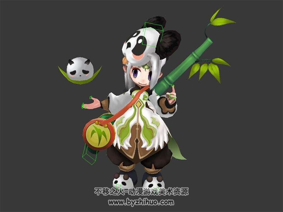 Q版 熊猫时装萝莉 3D模型 有绑定和动作
