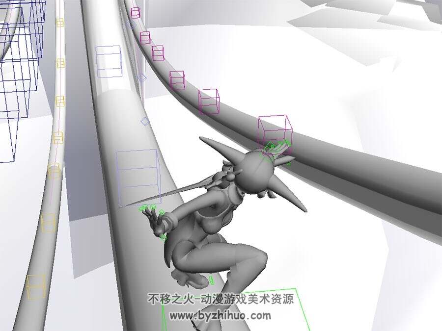 跑酷动作白模 3D模型 有绑定和动画