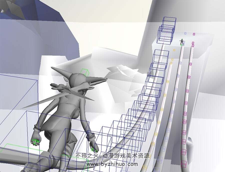 跑酷动作白模 3D模型 有绑定和动画