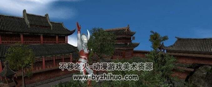中式古代江湖城镇 C4D模型