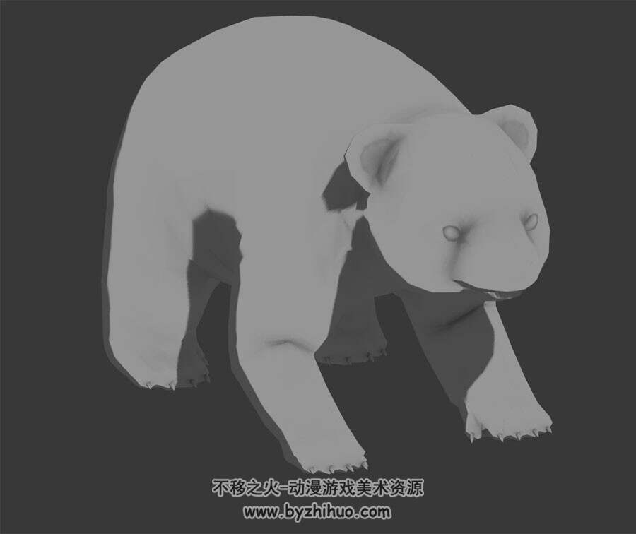 一个熊猫白模 3D模型 有绑定和动作