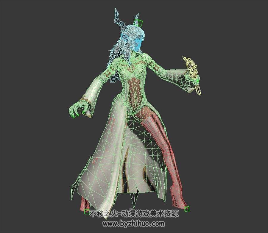白衣女法师 3D模型 有绑定和对打动作