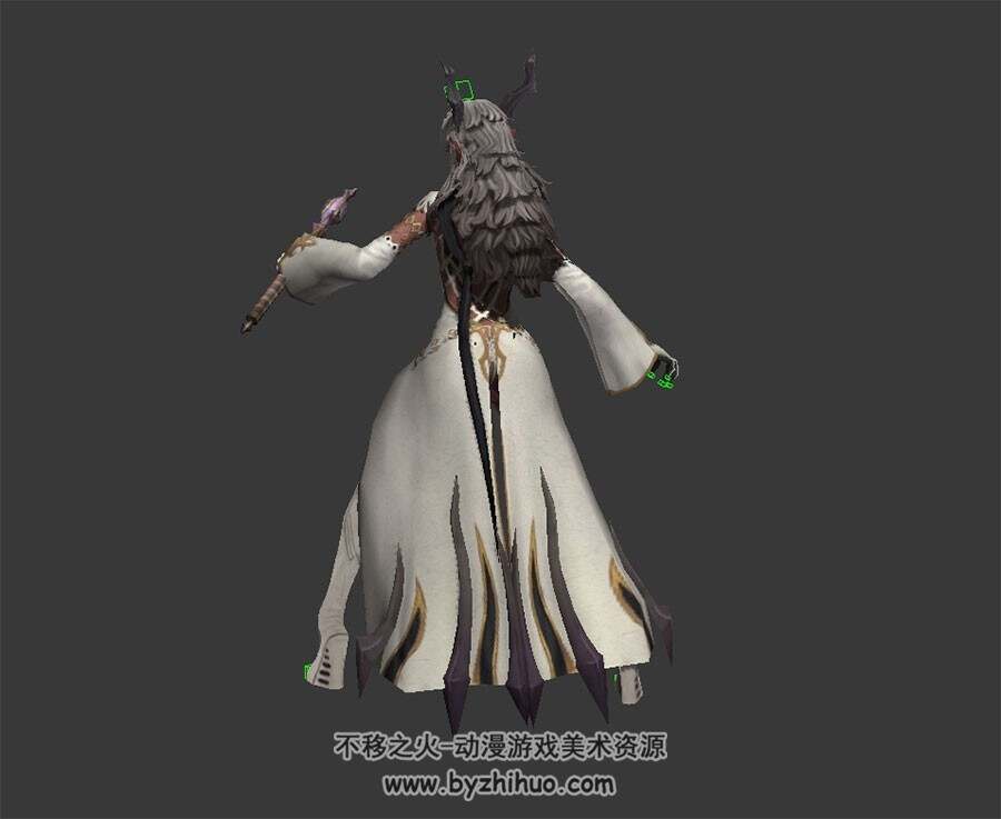 白衣女法师 3D模型 有绑定和对打动作