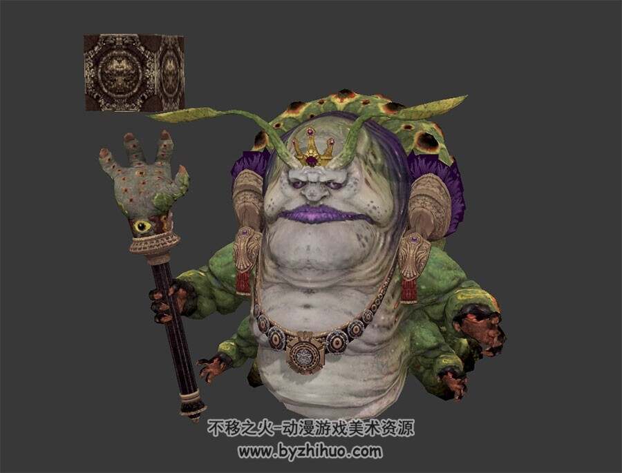 暗黑风 大青虫女巫 3D模型 有绑定和全套动作