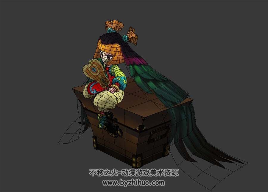 卡通风 坐箱童子 3D模型 有绑定和待机动作