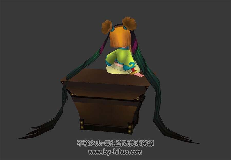 卡通风 坐箱童子 3D模型 有绑定和待机动作