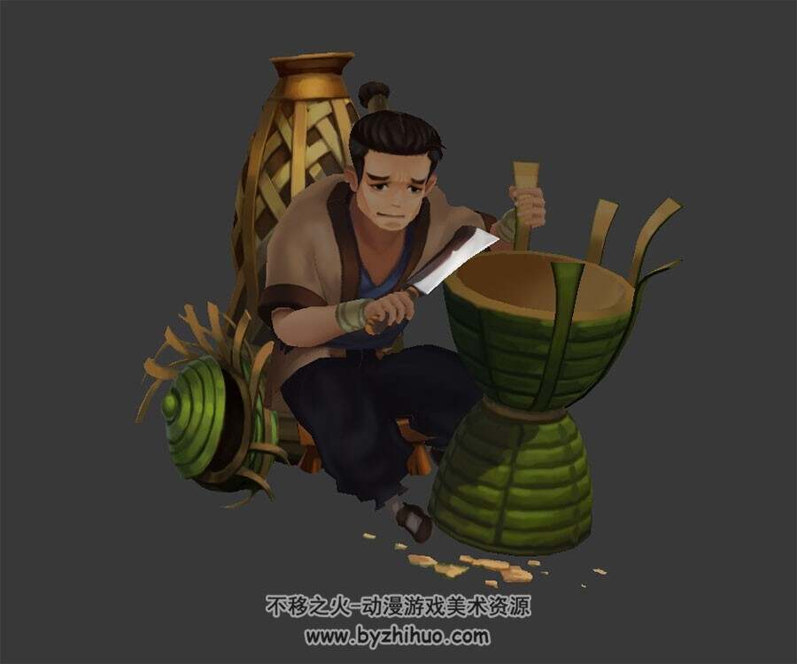 古代手工业者 3D模型 有绑定和刀刮的动作