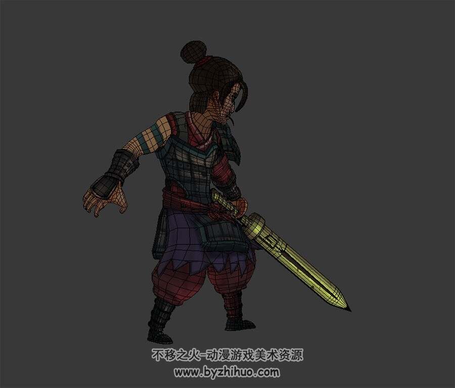 卡通风 古装剑客 3D模型 有绑定和格挡动作
