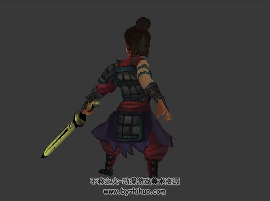 卡通风 古装剑客 3D模型 有绑定和格挡动作