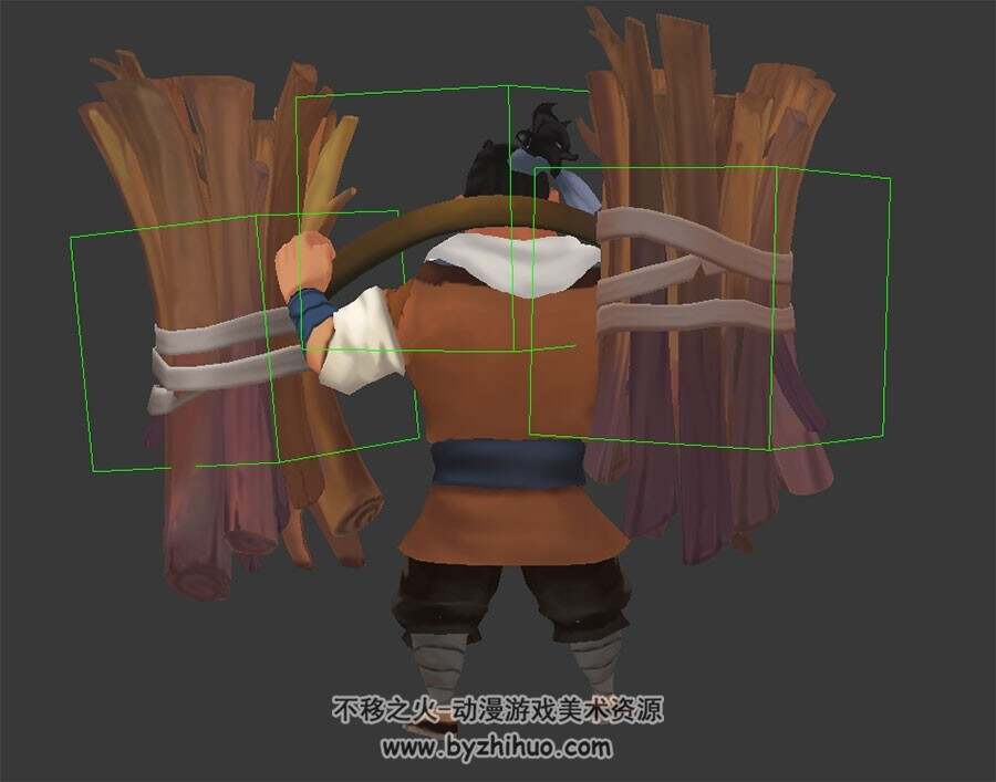担柴的樵夫 3D模型 有绑定和待机动作