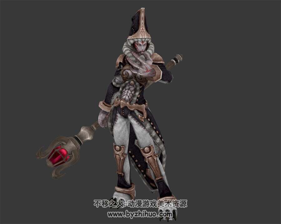 兽人女法师 3D模型 有绑定和全套动作