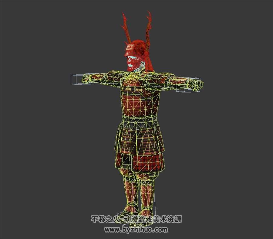 日本铠甲武士 3D模型 有绑定和奔跑动作