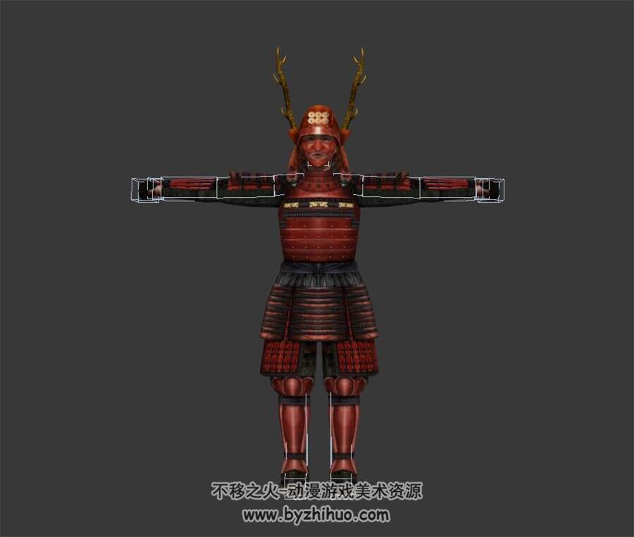 日本铠甲武士 3D模型 有绑定和奔跑动作