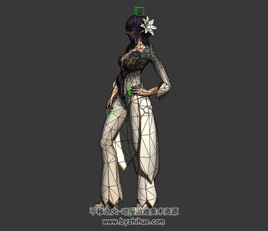 玄幻风 女角色白衣时装 3D模型 有绑定和死亡的动作