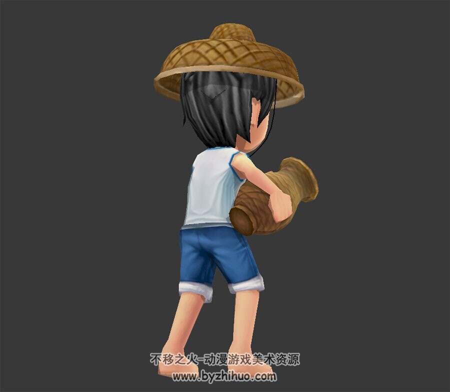 Q般 小渔夫 跳跃旋转 Max模型