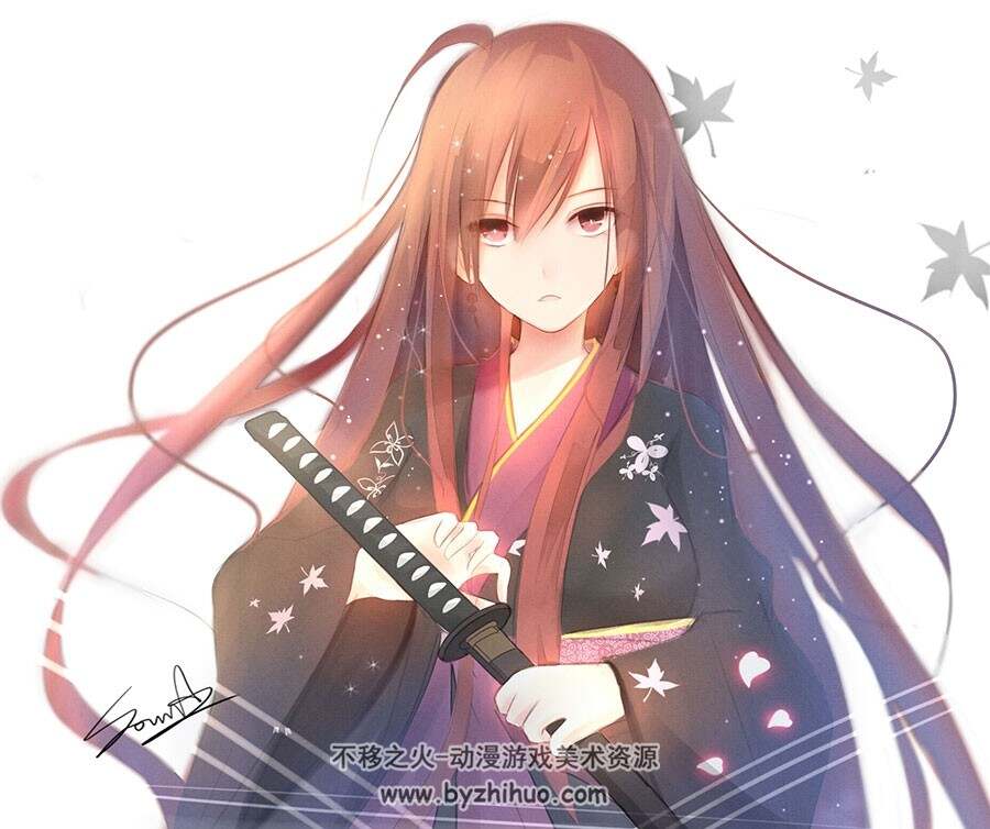 和风少女与太刀 插画壁纸图集分享 172P