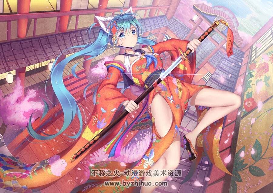 和风少女与太刀 插画壁纸图集分享 172P
