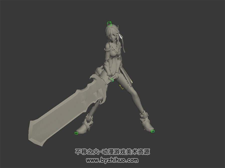 巨剑美少女  3D模型 有绑定和动作