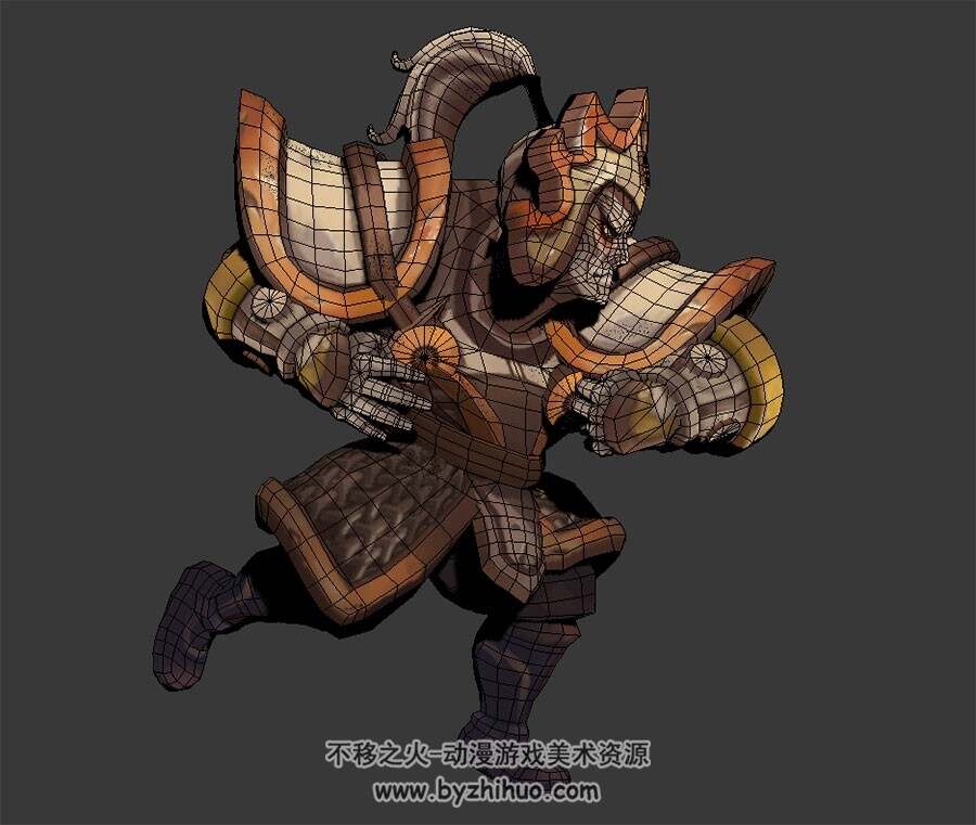 卡通风 古代武将陶俑 3D模型 有绑定和全套动作