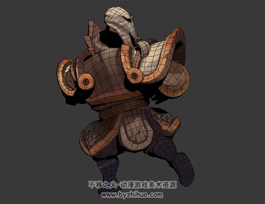 卡通风 古代武将陶俑 3D模型 有绑定和全套动作