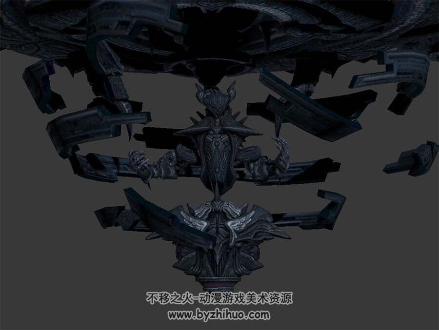 陀螺形的 怪物BOSS  3D模型 有绑定和全套动作