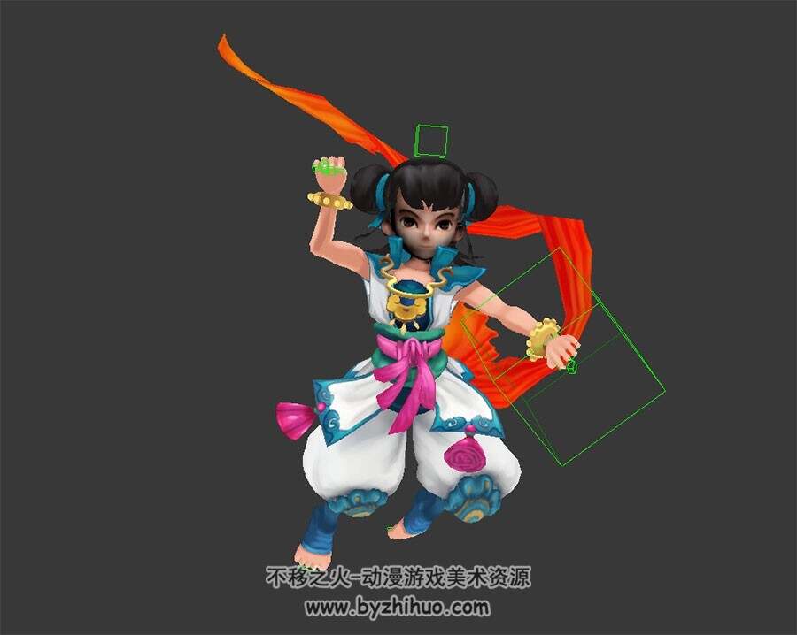 卡通风哪吒 3D模型 有绑定和待机动作