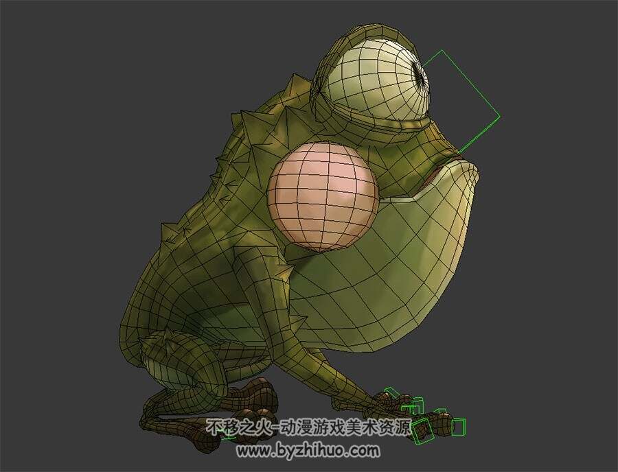 卡通 小青蛙 3D模型 有绑定和动作