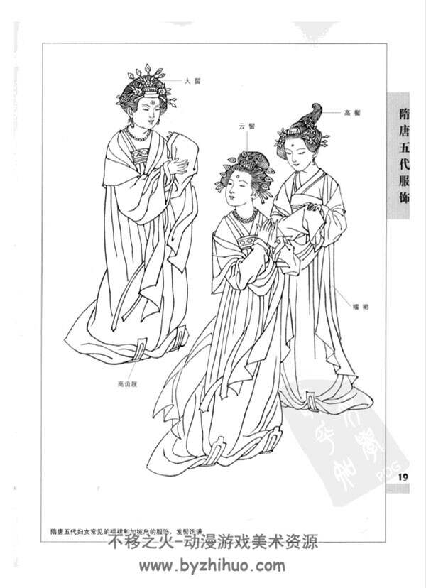 中国古代服饰线描画谱 科普图集免费分享 67P