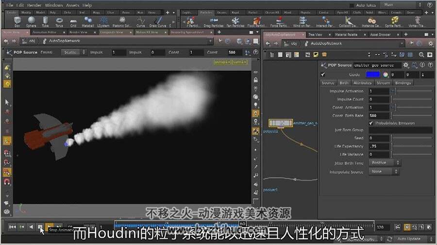 Houdini 粒子系统功能使用视频教程 附工程文件 中文字幕