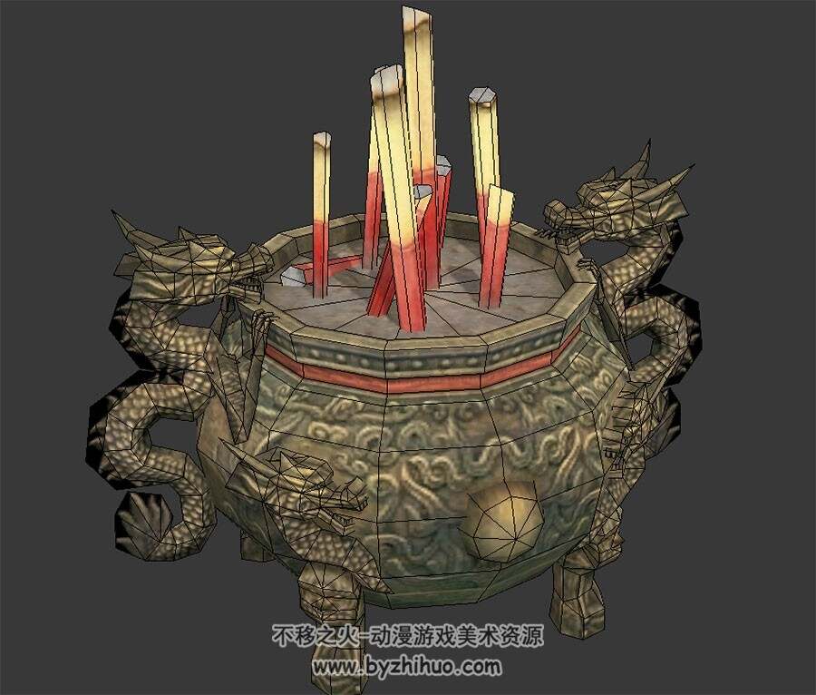 寺庙香炉 FBX模型