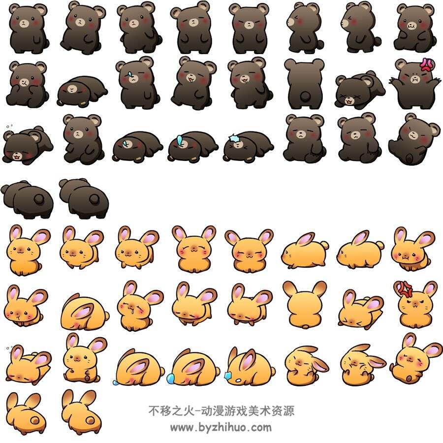 卡通动物 动作序列帧素材分享 25p