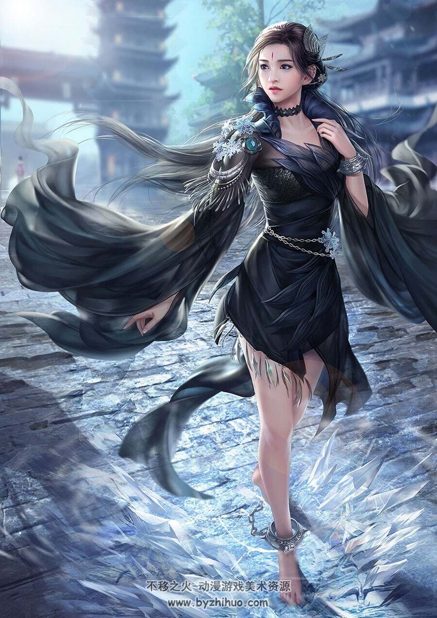 古装女性游戏角色原画设定 含png免扣素材分享