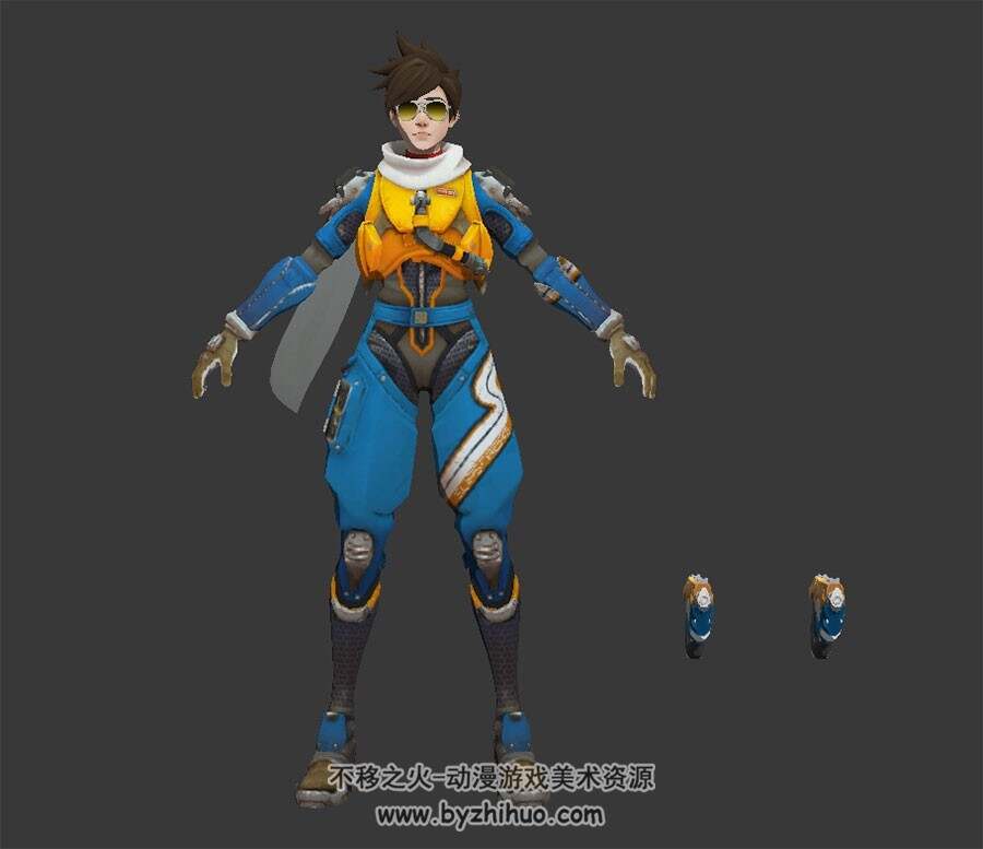 守望先锋 Tracer 主角带绑定 Max模型下载