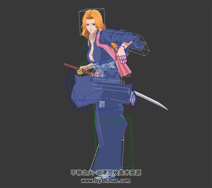 松本乱菊 主角含绑定带动作 游戏3dmax模型