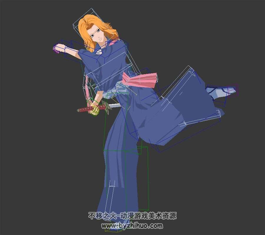 松本乱菊 主角含绑定带动作 游戏3dmax模型