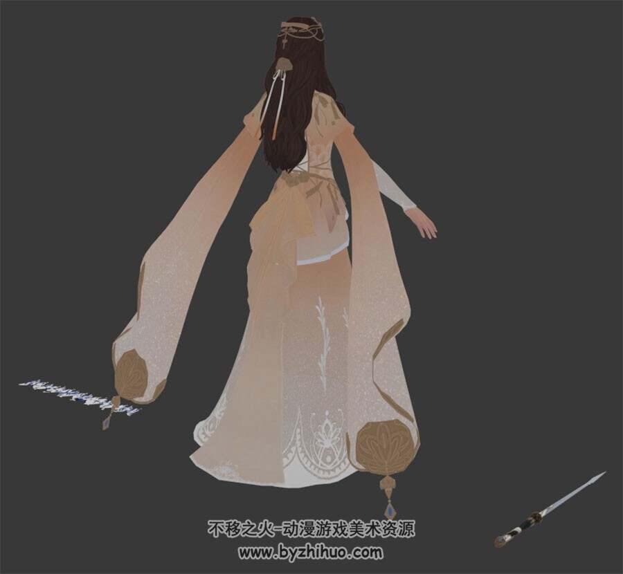 天刀女带剑 3dmax模型下载