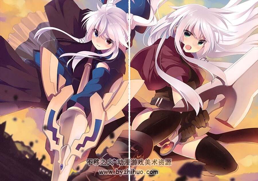 日本社团 白发教团 黑白发美少女CG插画本子同人志画集 4册合集