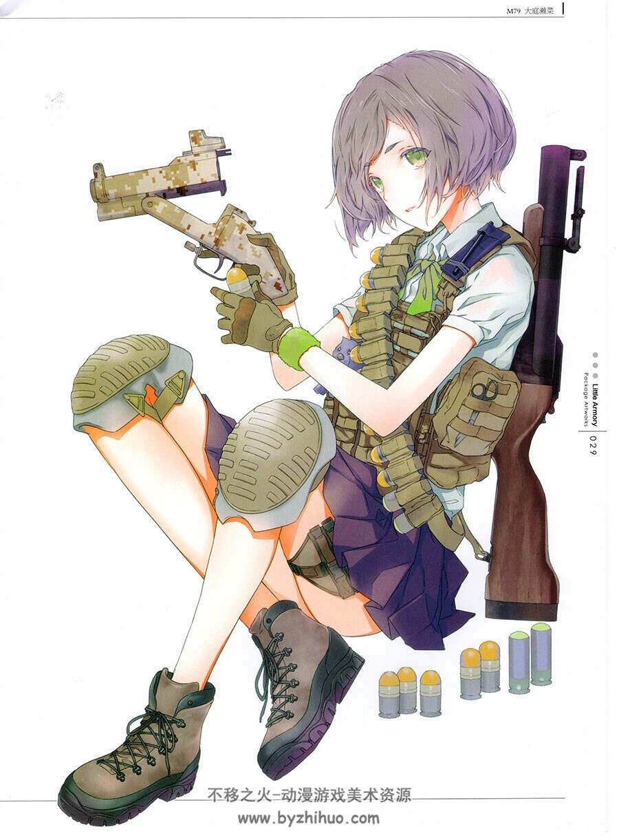 小型枪械与少女  武器与二次元美少女CG插画画集