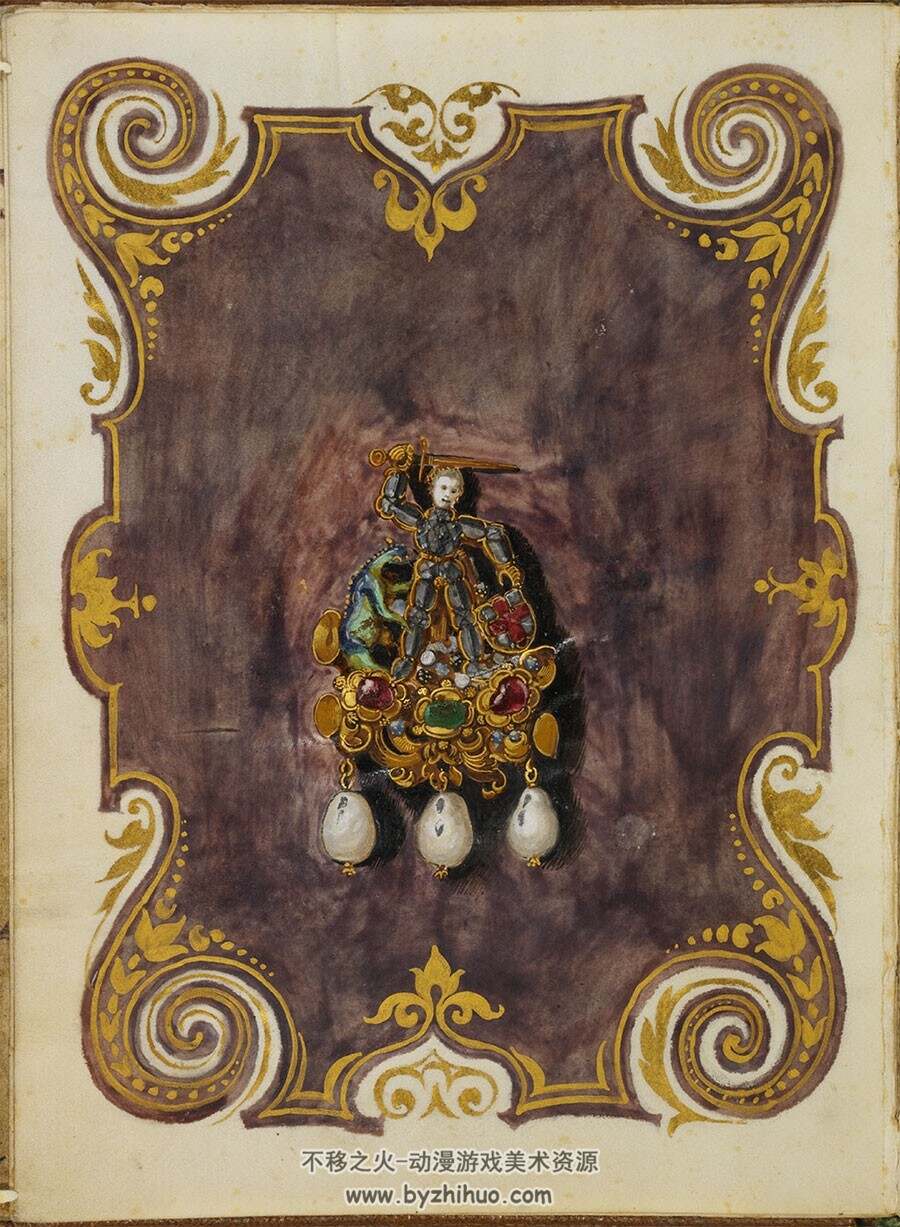 巴伐利亚公爵夫人安娜的宝石书 欧洲首饰饰品手绘图片参考素材