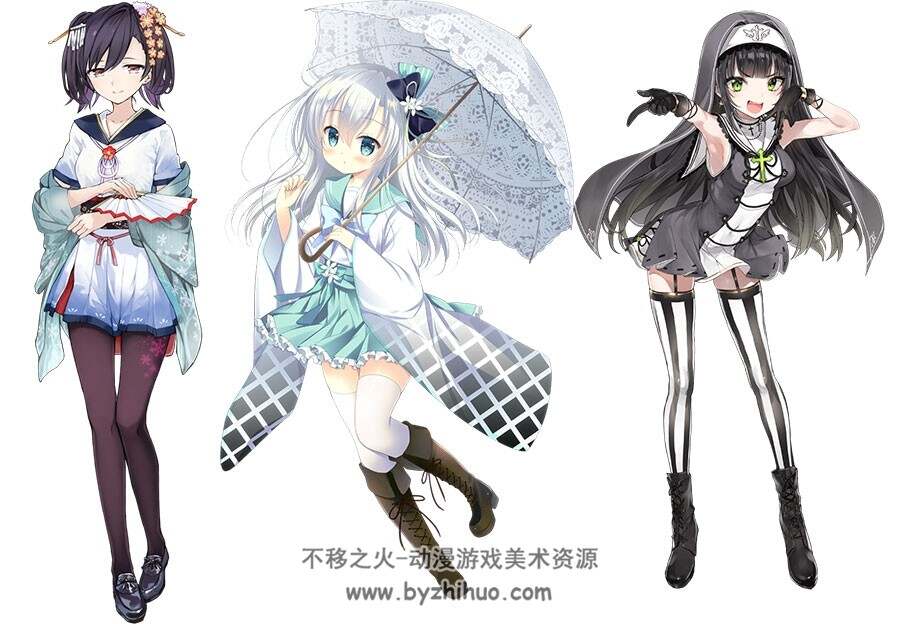 温泉娘 cg角色立绘png图片下载 含q版哦 162P