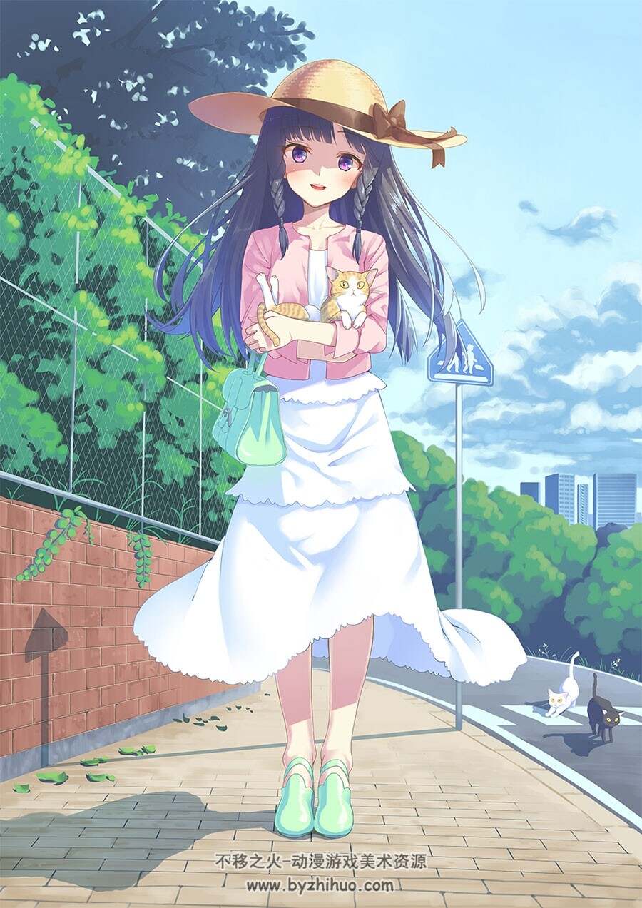 波打ち際 可爱清纯少女插画图片分享下载 133P