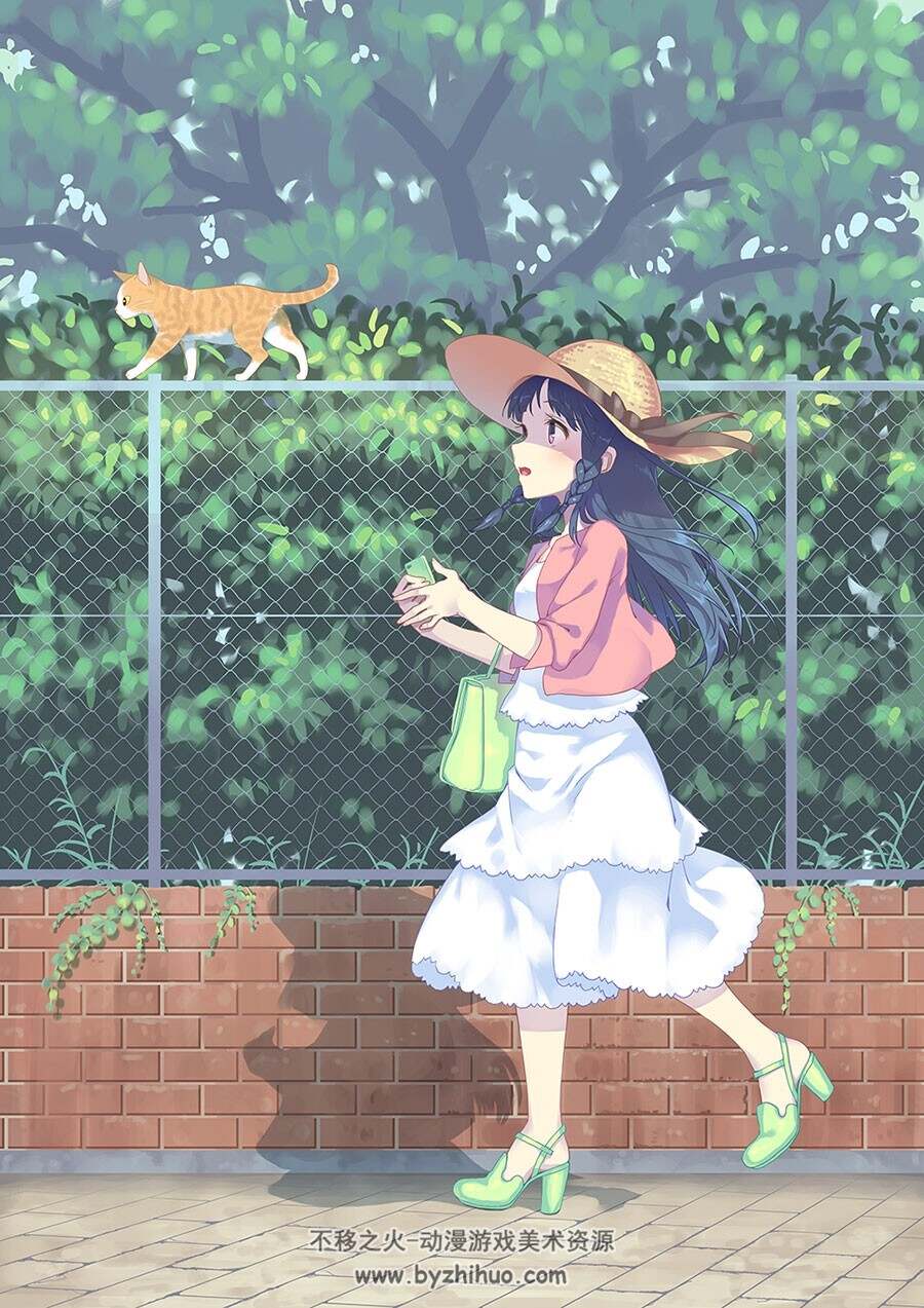 波打ち際 可爱清纯少女插画图片分享下载 133P
