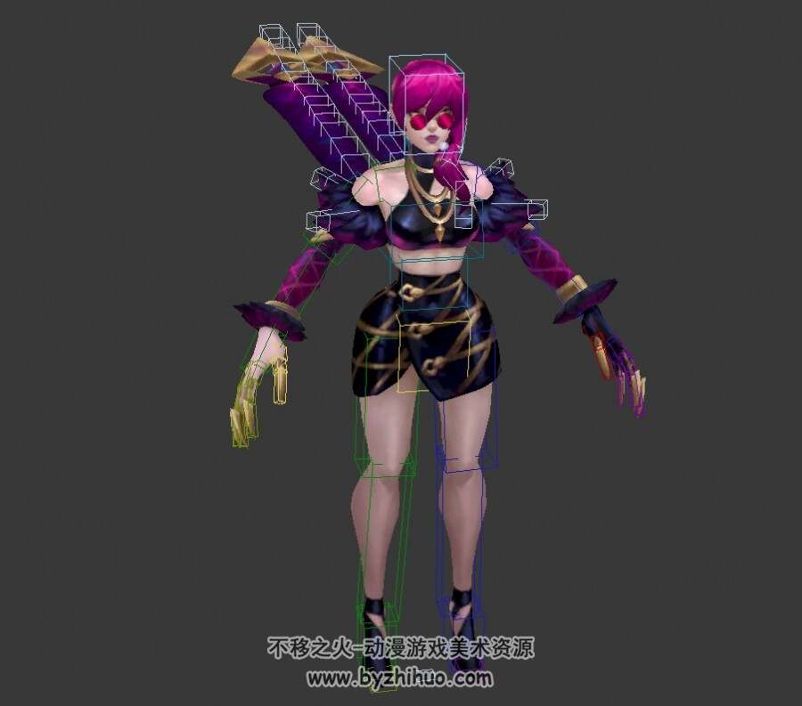英雄联盟kda女团伊芙琳Evelynn 3Dmax模型 带绑定