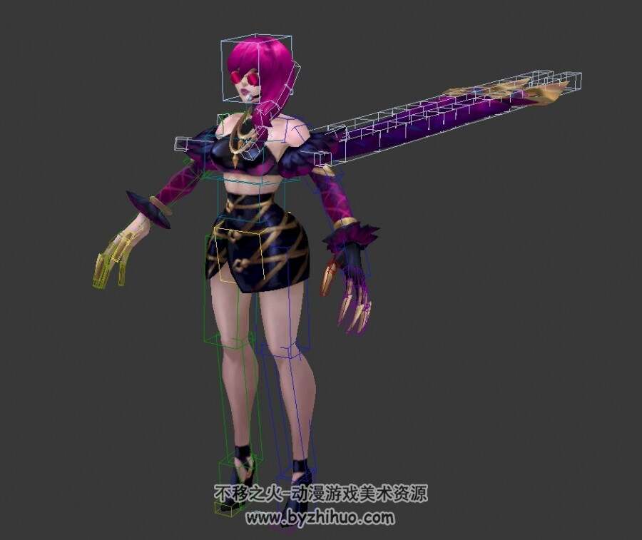 英雄联盟kda女团伊芙琳Evelynn 3Dmax模型 带绑定