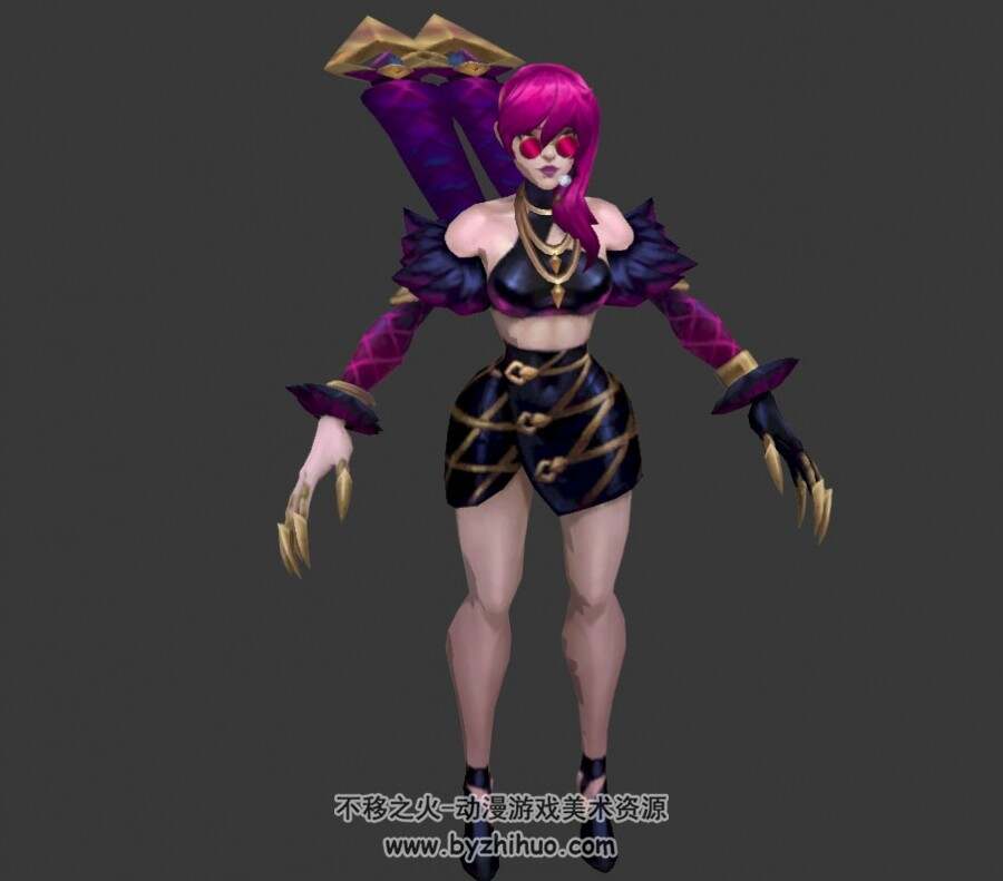 英雄联盟kda女团伊芙琳Evelynn 3Dmax模型 带绑定