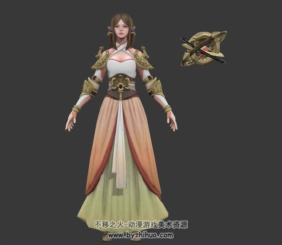 三国美女带武器 3D模型分享 格式Max obj