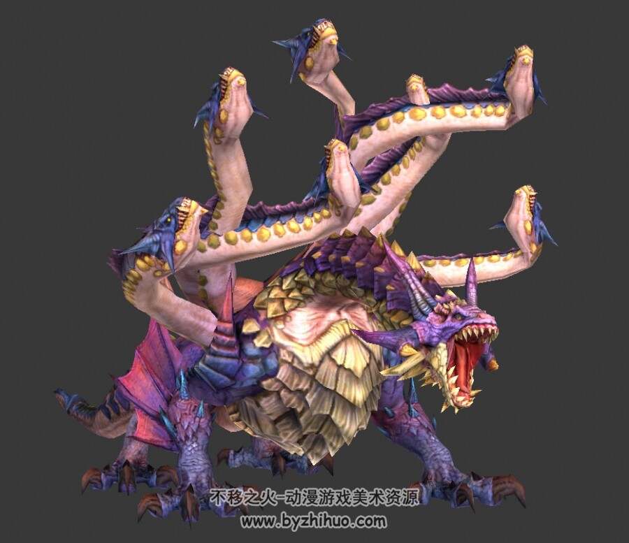 游戏动物3D模型 怪物剧毒海德拉 Max模型 含绑定带动作
